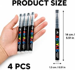 4 stuks textielverf, zwart, wasbare textielvilt, acrylstiften, textielmarkers, acrylstift, zwarte marker, geschikt voor T-shirts, stoffen tassen, kleding en textiel — thumbnail 2
