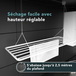 Droogrek radiator - Wit - 70 x 50 cm - Metaal met PVC-vrije coating - Plafondhanger voor kleding drogen — thumbnail 3