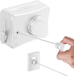 Intrekbaar, draad, niet doorzakt, uittrekbaar, voor binnen en buiten, wandbevestiging van roestvrij staal, ruimtebesparend (eenvoudig wit) — thumbnail 1
