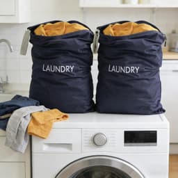 Waszakken, waterdichte waszakken met ritssluiting, 2 maten, opvouwbare vuile waszak, waszak voor reizen, waszak, opbergtas voor camping en reizen, marineblauw — thumbnail 3