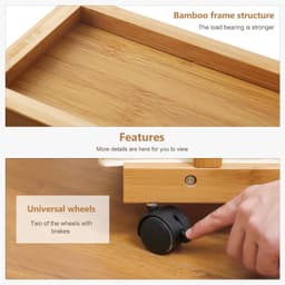 Wasmand 3-laags bamboe opbergplank met wielen verwijderbare opbergmand met handvat vrijstaande kledingmand organizer voor badkamer woonkamer slaapkamer (natuurlijk) — thumbnail 5