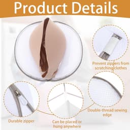 Set van 4 wasnetten voor lingerie, bh's en delicate kleding, wasbescherming met rits, ideaal voor het wassen van ondergoed en fijne stoffen — thumbnail 5