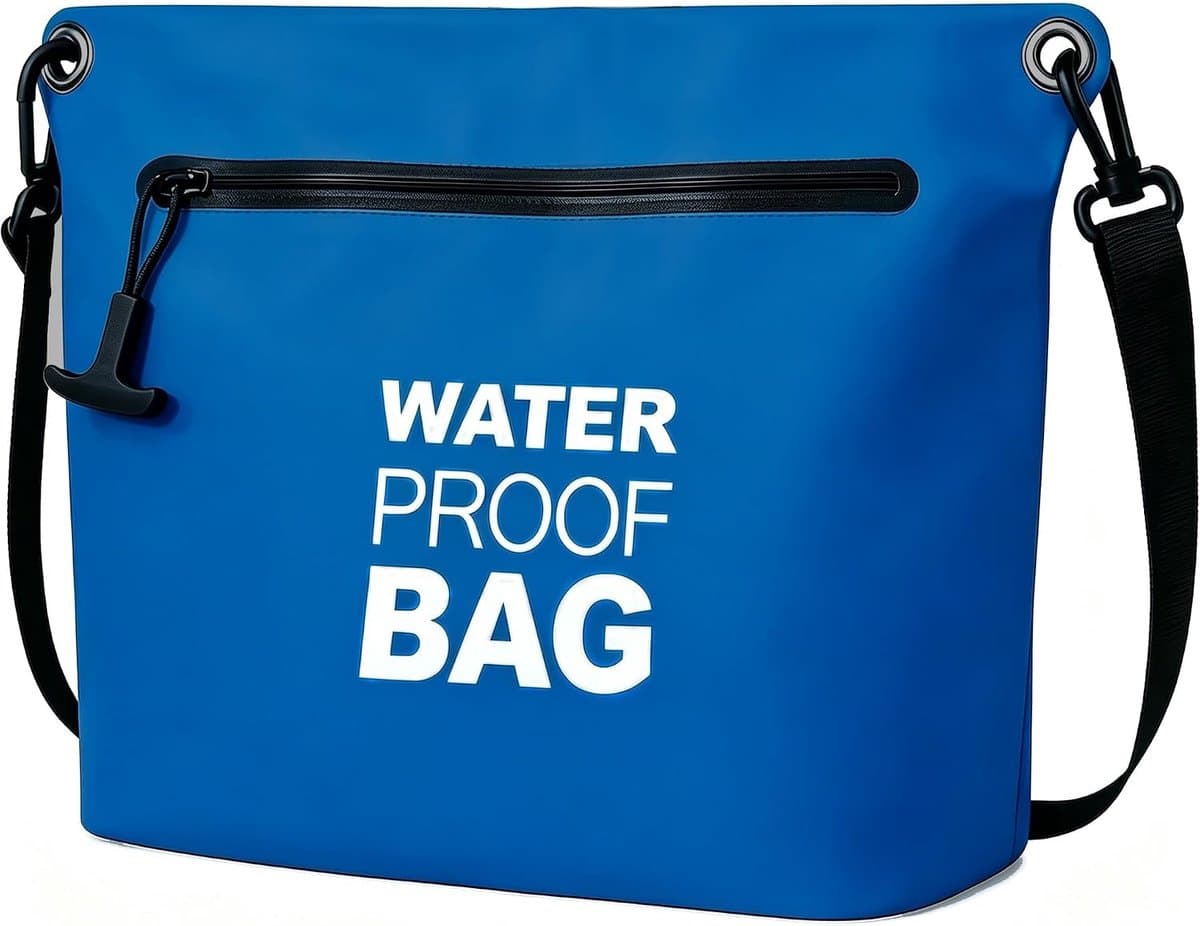 Crossbodytas met luchtdichte ritssluiting, lichtgewicht droogtas met verstelbare riem voor strand, zwemmen, reizen en dagelijks gebruik, Blauw, droogzak met rits — afbeelding 1