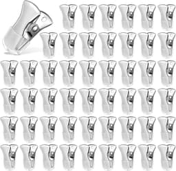 metalen veerklemmen, brede metalen mini-krokodillenklemmen met siliconen punt, wasknijpers, douchegordijnhaken, clips voor foto's, gordijnen, kleding, snacks, knutselwerk, 50 stuks — thumbnail 1