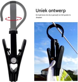 QTTVBTNA -20 Stuks Draaibare Handdoekclips met Haak – Antislip & Roestvrij – Kunststof Wasknijpers voor Binnen en Buiten, Keuken en Badkamer — thumbnail 2
