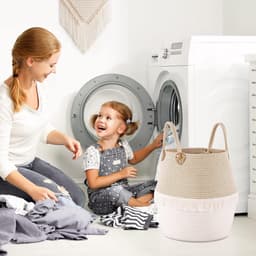 Katoenen Touw Wasmand - Multifunctioneel - 1 stuk - Boho Decoratie - 30x40 cm — thumbnail 3