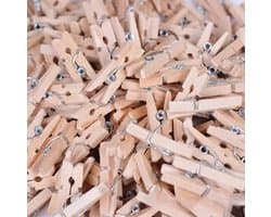 New Age Devi - 150x stuks Houten mini foto knijpertjes/wenskaart knijpertjes - 2,5cm
