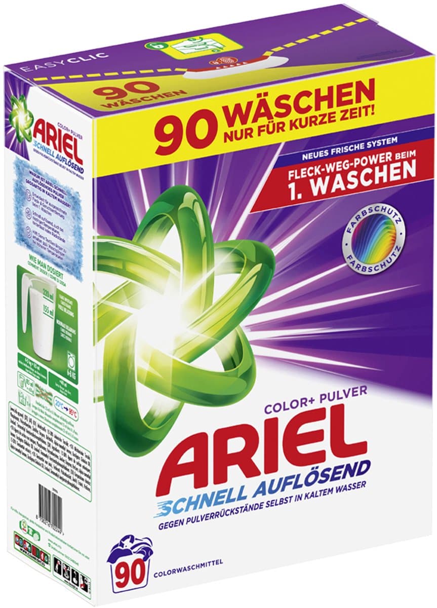 Ariel Color+ wasmiddel poeder kleurwas 4,95 kg voor circa 90 wasbeurten met krachtige vlekverwijdering — afbeelding 1