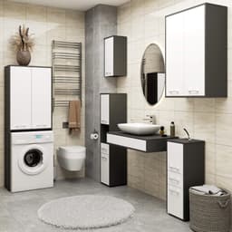 Was a machine kast met 2 deuren, 4 legplanken en opbergvak voor een stijlvolle badkamer — thumbnail 2