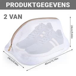 Peysaitr - Waszak - Wasschoenen zakken - Met rits - bescherming - wasmachine - reisopberger - ademend net - wit - 40x24x24cm - 2 stuks — thumbnail 5