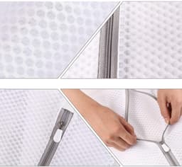 JeiibrZui Washzakken Van Honingraatgaas - Waszak Voor Delicate Stoffen - Beschermende Waszakken Met Rits - 3 Stuks - Wit Voor Reizen En Wassen — thumbnail 4
