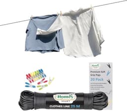 25M Extra Sterke Waslijn - 3,5 mm Dikte voor Binnen en Buiten met 20 Kleding Pinnen — thumbnail 1