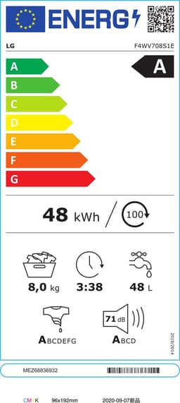 LG F4WV708S1E.ABWQWIS wasmachine Voorlader 8 kg 1360 RPM Wit — thumbnail 2