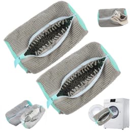 2 stuks - Lazy Shoe Bag - Cilindrische wasmachine polyester-katoenen waszak - Beschermende en vervormingsbestendige waszak voor schoenen - Wasmachine waszak - Wasmachine en droger schoenenzak - Grijs - Herbruikbare schoenenzak — thumbnail 1