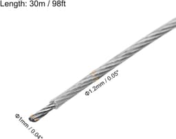 Allecto Plus - Roestvrijstalen kabel 1,2 mm met vinylcoating en 10 aluminium hulzen - Waslijn Optillen Transparant 304 RVS — thumbnail 2