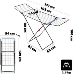 KADAX Vleugeldroger, wasdroger in verbeterde Plus-versie met praktische wielen en sokkenhangers, droogrek, vleugeldroogrek (antraciet Plus) — thumbnail 2