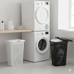 Wasmand Ventilation - met deksel - 2x stuks - zwart en wit - 50 liter - 61 x 43 cm — thumbnail 3