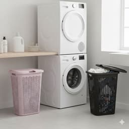 Wasmand Ventilation - met deksel - 2x stuks - zwart en roze - 50 liter - 61 x 43 cm — thumbnail 4
