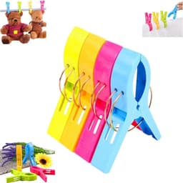 4 stuks - strandlaken knijpers - Grote knijpers - Plastic klemmen - Winddichte kledingklemmen - Grote klemmen - Kledingklemmen - Sterke droogrekklemmen - Quiltklemmen - Handdoekklemmen voor strandstoelen — thumbnail 1