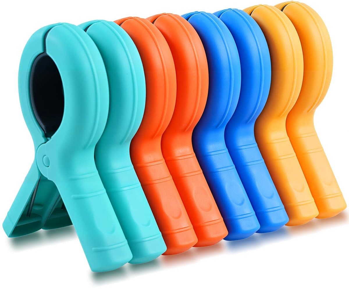 Ibenzoa® Set van 8 kleurrijke windbestendige klemmen voor strandstoelen en waslijn — afbeelding 1