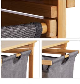 wasmand rek - bamboe - 3 planken - uittrekbaar - 80 x 100 x 32 cm - badkamerrek - slaapkamer — thumbnail 3