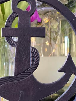 Decoratieve Anker op Houten Sokkel Zwart - 25x25cm - Maritiem Woonaccessoire — thumbnail 3