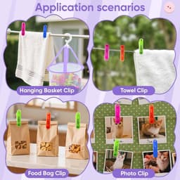 48 Kleerhangers met Mandje, Gekleurde Klemmen Zonder Opdruk — thumbnail 2