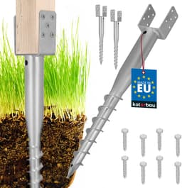 KOTARBAU® Paalhouder - Inschroefbare Paalhouder - Paalvoet 90 x 710 mm 2 st. Gegalvaniseerde Paalhouder - Paalsteun - Schroeffundering - Inschroefbare Paalhuls voor Schuttingpalen en Houten Balken — thumbnail 1