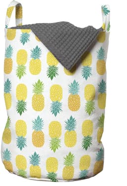 ABAKUHAUS Groen en geel waszak, Hawaïbladeren, wasmand met handgrepen, trekkoordsluiting voor wasserettes, 33 cm breed × 49 cm hoog, appelgroen en zeegroen — thumbnail 1