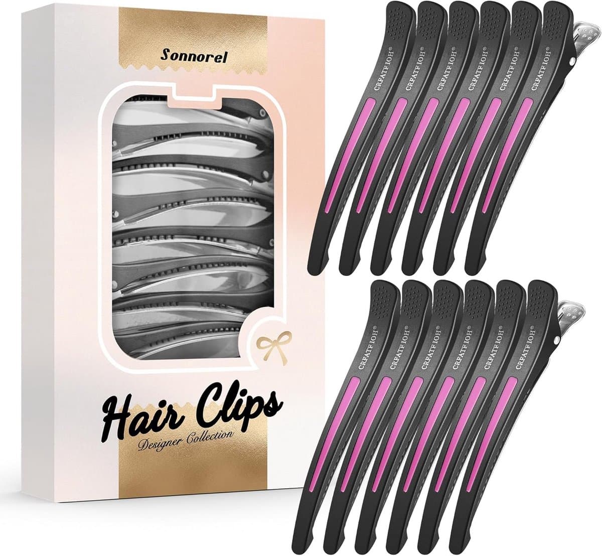 Professionele haarklemmen set van 12 - Antislip haarspelden met siliconen band voor kapsalon en thuisgebruik — afbeelding 1