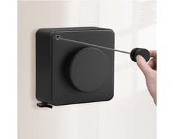 Waslijn uittrekbaar-waslijn-waslijn uittrekbaar 4.2m--waslijn buiten-Waslijn aan de muur voor in de wasruimte - Maximale belasting 44 lbs-Waslijn uittrekbaar zwart