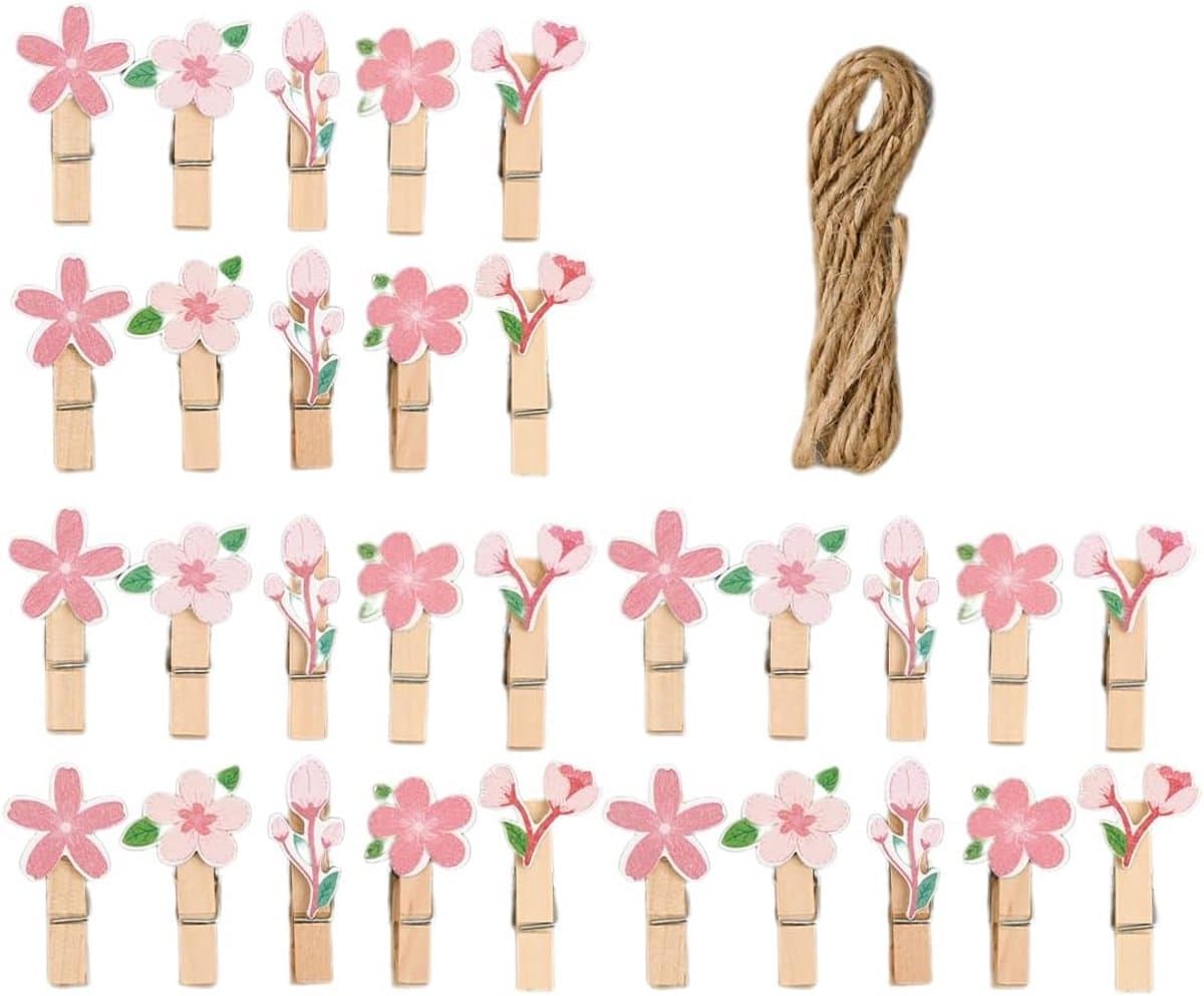 30x Houten Knijpers Klein voor Foto's, Kaarten en Decoratie - Mini Wasknijpers Set — afbeelding 1
