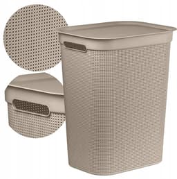 Rotho BRISEN 50L wasmand met deksel - beige kunststof — thumbnail 1