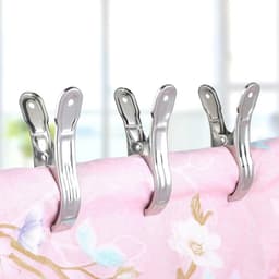 10 stuks - Winddichte clips van roestvrij staal - Clips voor zwembadafdekkingen - Gordijnclips - Wasknijpers van metaal - Sterk en duurzaam - Roest niet snel - Zilver - 2*13 cm - Geschikt voor dekbedden, lakens, kleding — thumbnail 2