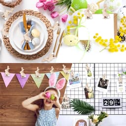 Dailygoods- Wasknijpers Hout 12 Stuks - Mini Wasknijpers - Decoratieve Paasklemmen - Houten Hazenclips - Robuuste Constructie - Perfect voor Woondecoratie - Decoratieve Clips — thumbnail 3