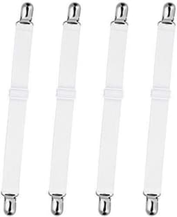Verstelbare lakensluitingen, elastische lakensluitingen, lakensluitingen met metalen clips, gemonteerde lakensluitingen, wit, verpakking van 16 stuks — thumbnail 1
