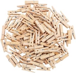 100 Mini wasknijper - wasknijper - fotodisplayclip - multifunctionele wasknijper - opbergclip - 3,5 cm - hout - geel — thumbnail 1