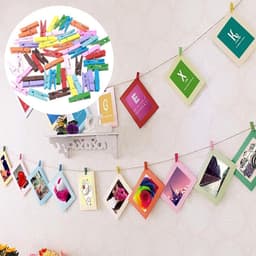 50 Houten Knijpers Set, Gekleurde Mini Waslijnprikkers voor Foto's en Knutselen — thumbnail 3