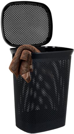 Bathroom Solutions Wasmand - zwart - 60 liter - 37 x 46 x 60 cm - met deksel — thumbnail 2