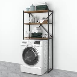 Ombouwkast voor wasmachine 160x66x34 cm met zwarte en walnootkleurige afwerking — thumbnail 1
