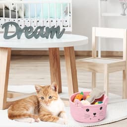 Opbergmand katoenweefsel voor kinderkamer - wasmand speelgoed opbergen - gevlochten katten design - opbergdoos handdoeken en dekens - praktisch en stijlvol opbergen in kinderkamer. — thumbnail 3