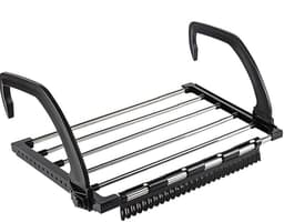 Droogrek Hangend - Ophangen aan radiator, deur, douchewand of balkon - Verstelbare ophanghaken - Met Sokkenrekje - Zwart — thumbnail 1