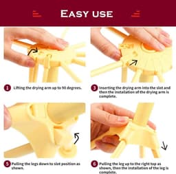 Opvouwbare pastadroger, pastadroger met 10 stangen, compact, eenvoudig op te bergen, snelle installatie, geel — thumbnail 5