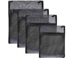 Unyqoos® Set van 4 Zwarte Wasnetten voor Wasmachine, Bescherming voor Fijne Was en Gordijnen