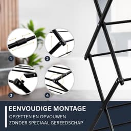 CLGP® Droogmolen met Voet voor Camping & Thuis - Wasrek Staand - Droogrek Inklapbaar - Zwart — thumbnail 4