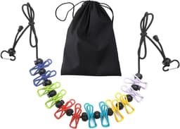 Waslijn met 12 stuks wasknijpers en antislip gesp - Uittrekbaar en geschikt voor reizen, vakanties, outdoor camping en slaapzalen (180 cm) — thumbnail 1
