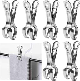 Allecto Plus - 6 stuks Strandhanddoekclips 85 cm - Roestvrij Staal - Windbestendig - Wasknijpers voor Strandlakens - Kleding - Tapijt — thumbnail 1
