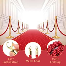 Allecto Plus - Afsluitkabel van 15 meter - Rood - Met haken - Persoonlijksysteem - Geschikt voor hotels en supermarkten - Openbare plaatsen - Beveiligingssysteem - Accessoire voor afsluiten - Duurzaam materiaal — thumbnail 4