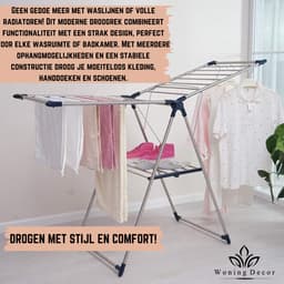 Wasrek Inklapbaar – Extra Droogrek voor Kleine Was – Opvouwbaar RVS Wasrek – Stevig en Ruimtebesparend – 18m Drooglengte – Binnen & Buiten – Duurzaam — thumbnail 4