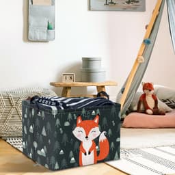 Opbergmand - Met Bosdieren Print - Voor Baby en Kind Speelgoed en Was — thumbnail 4